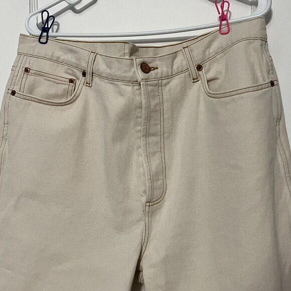 Doen high rise straight leg button fly jeans cream off white size 34 neutral - Picture 5 of 9